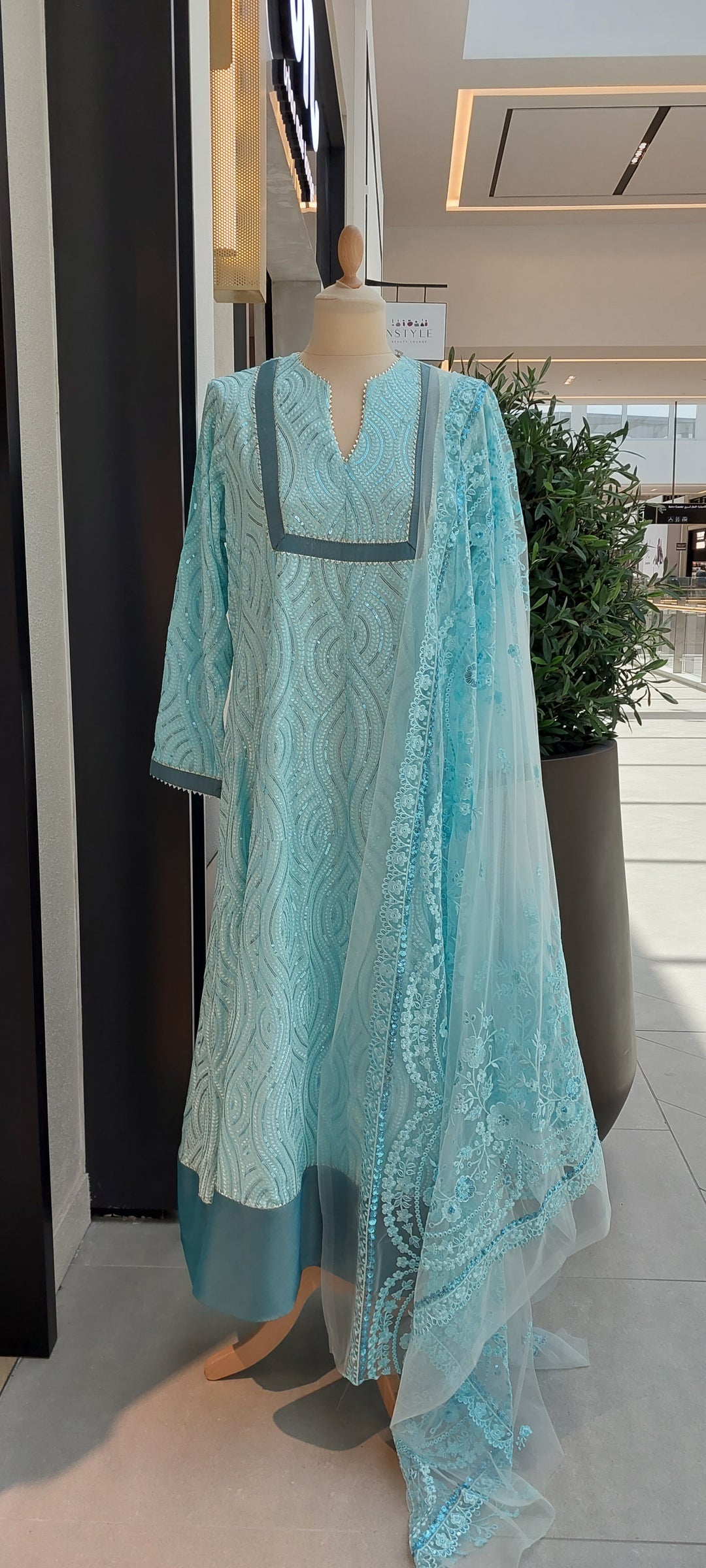Saisha Sky Blue Georgette Sequins Anarkali Gown