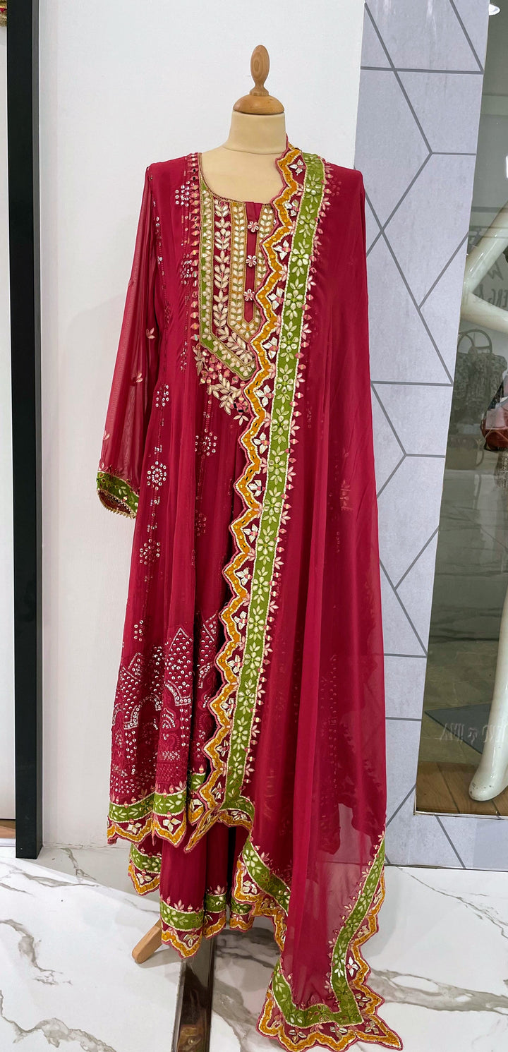Navya Pink Anarkali Set ( Ready-to-Wear)