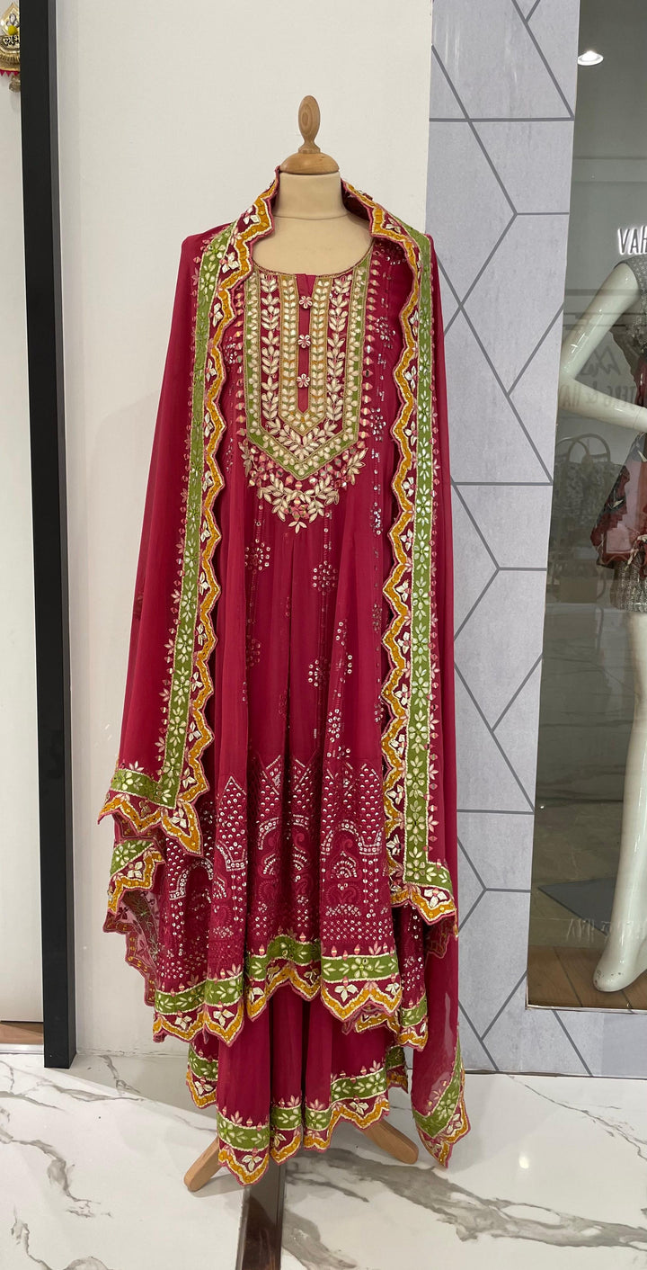 Navya Pink Anarkali Set ( Ready-to-Wear)