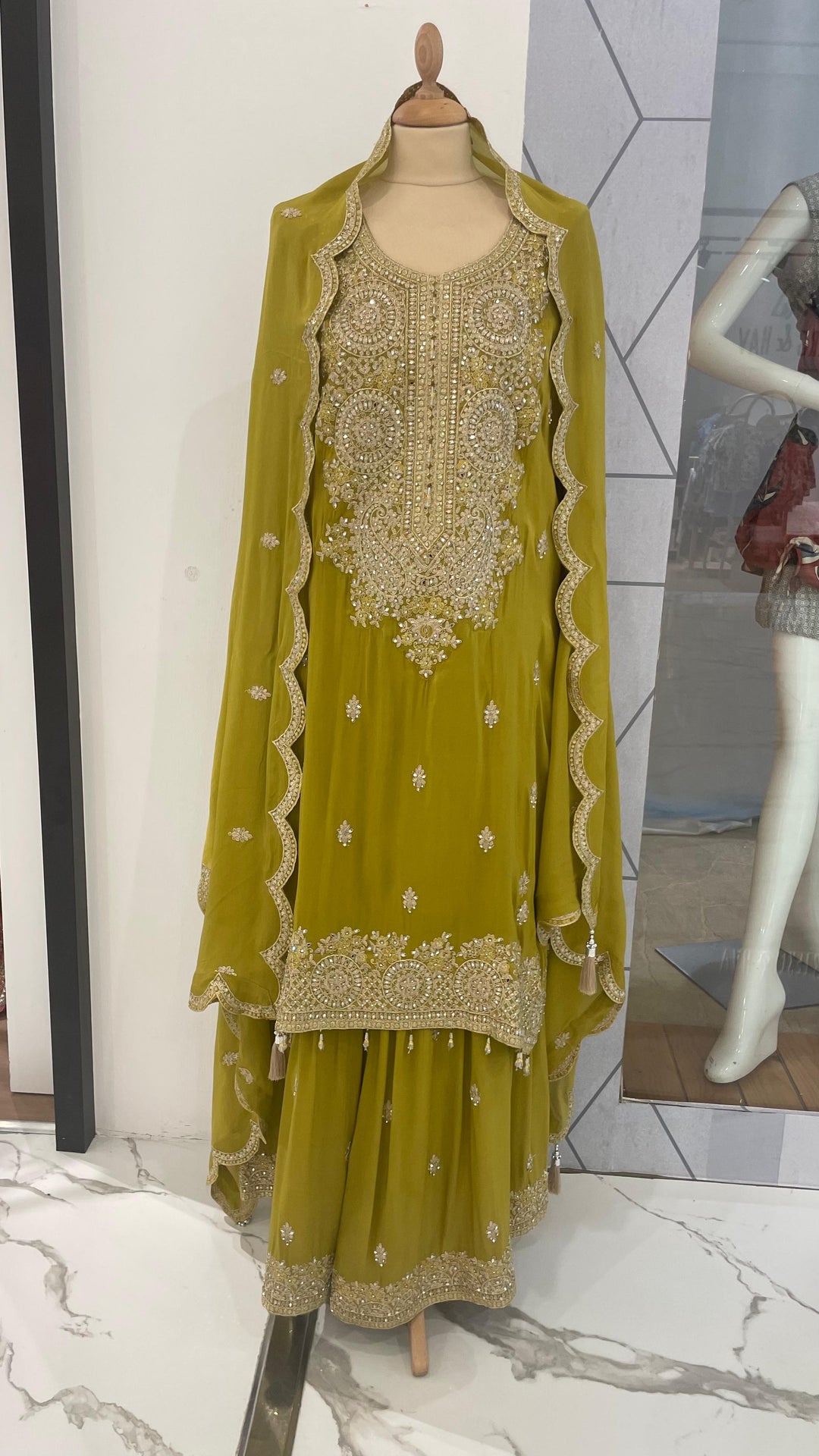 Navya Green Sharara Set Eid festive outfits in Dubai ( Ready-to-Wear)