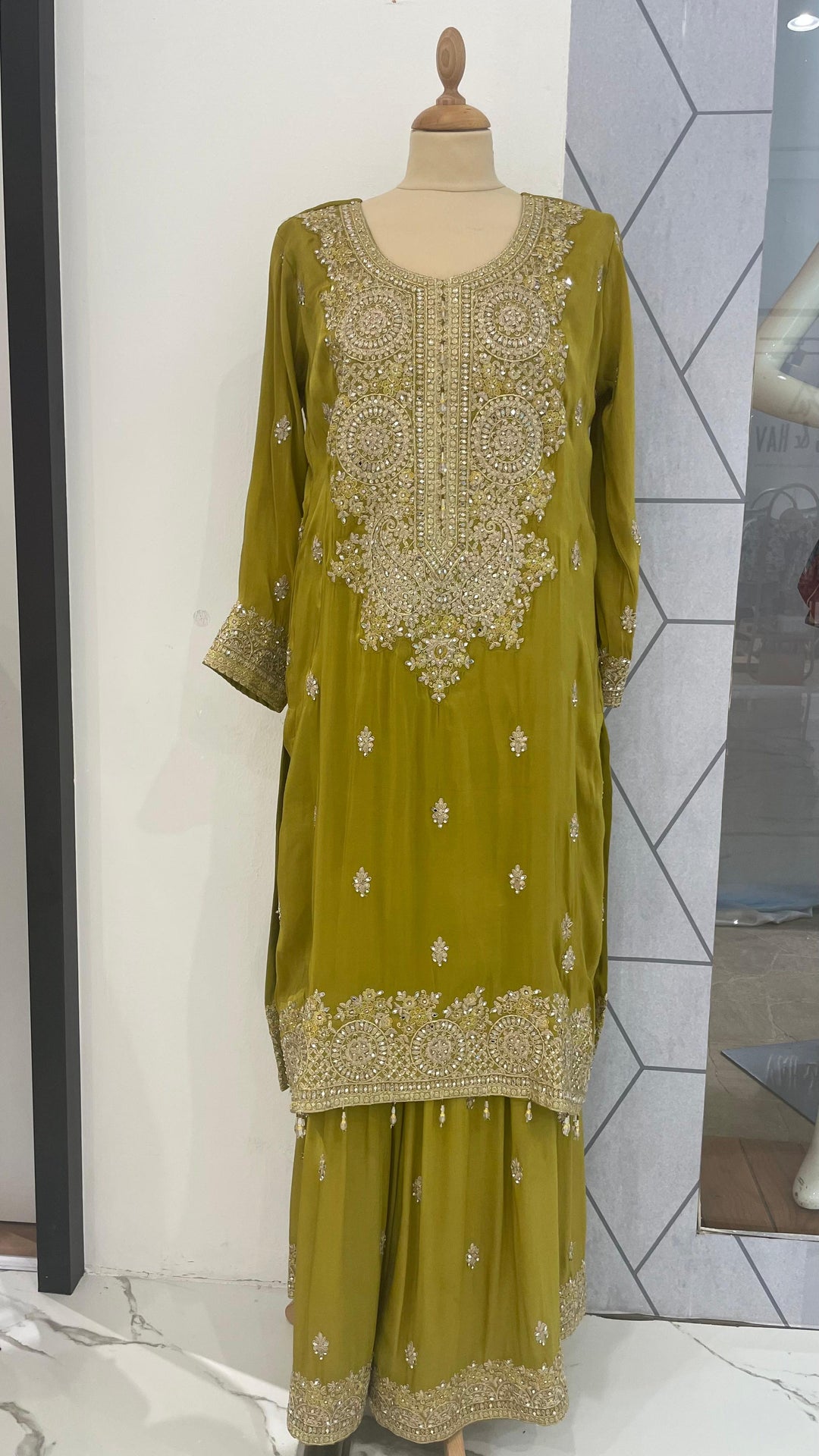 Navya Green Sharara Set Eid festive outfits in Dubai ( Ready-to-Wear)