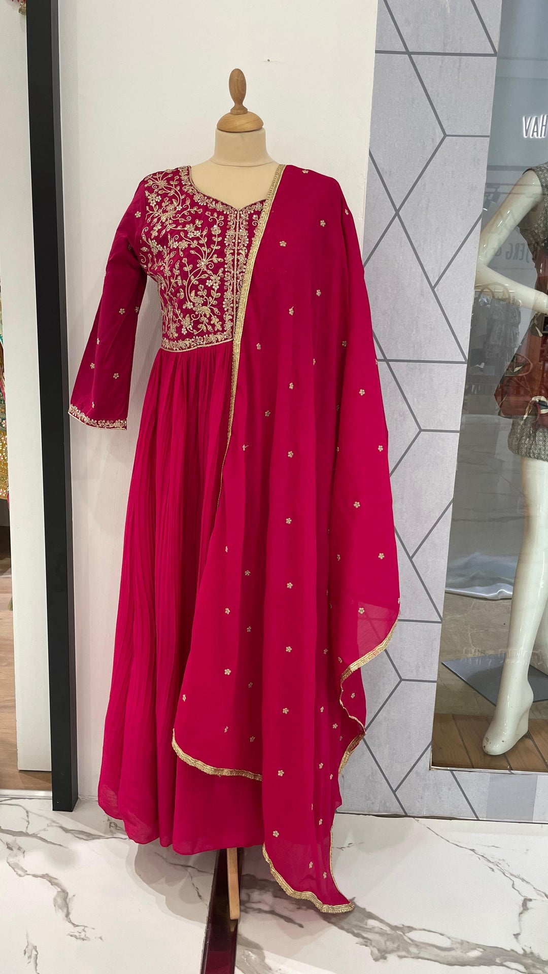 Navya Rani Pink Long  Anarkali ( Ready-to-Wear)