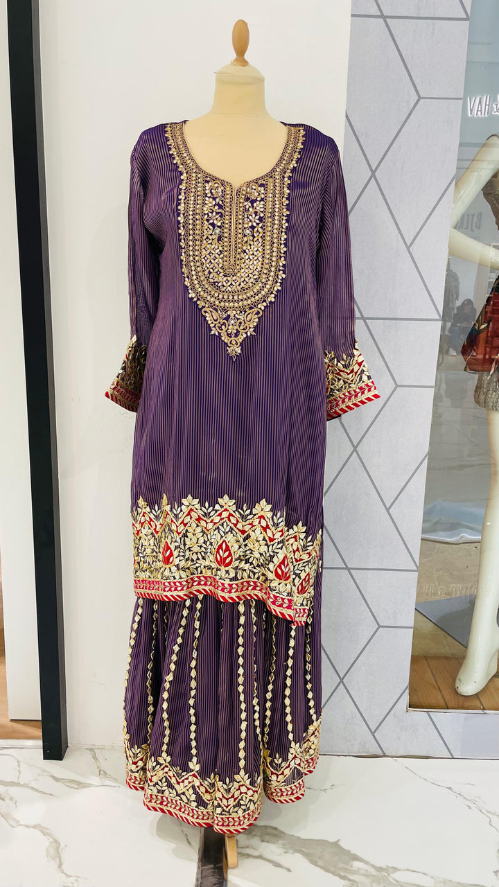 Navya Gota Purple Sharara Set Eid festive outfits(Ready to Wear)