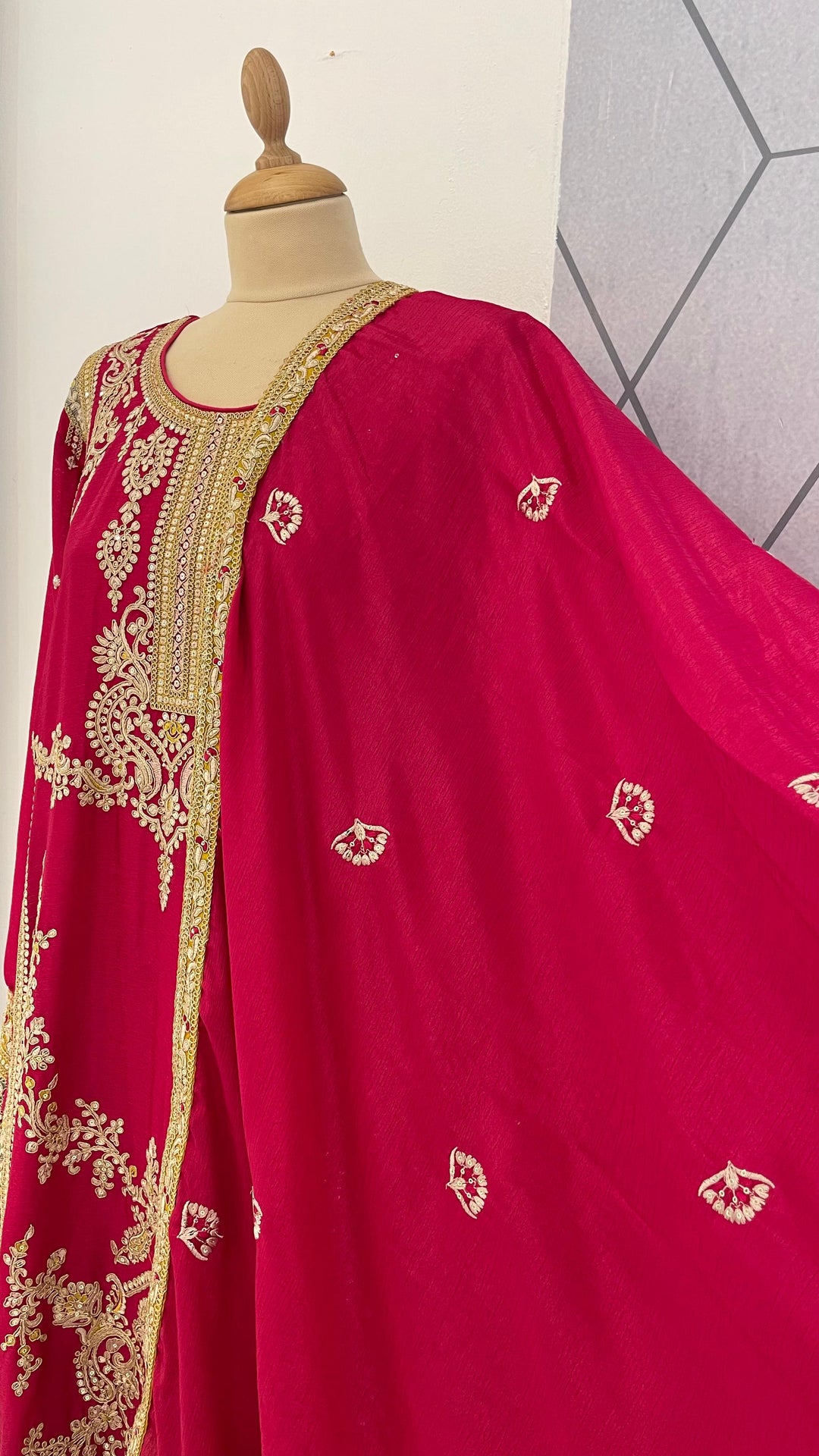 Navya Rani Pink with Gold Plazo Sets (Ready to Wear)