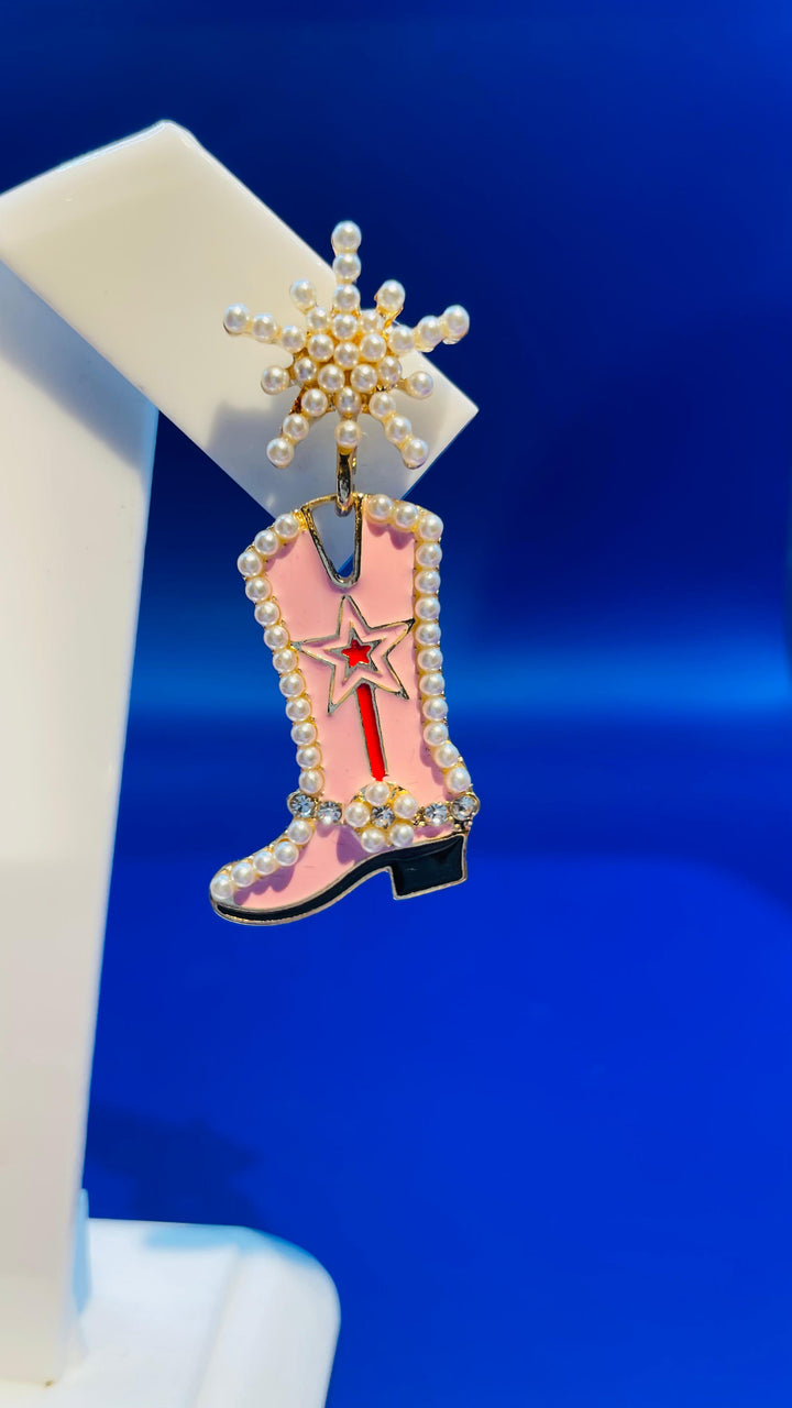 Sandra Peach Pink Boots Earrings