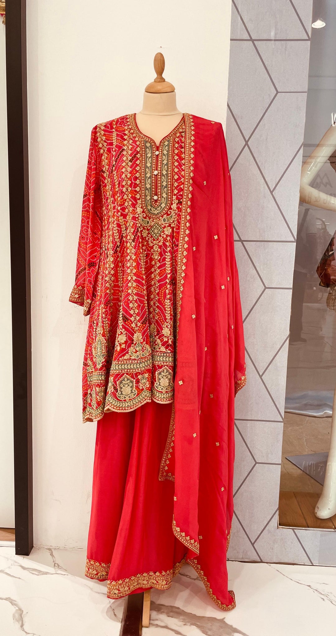 Navya Cherry Red Gota Sharara Ghararas set (Ready to Wear)