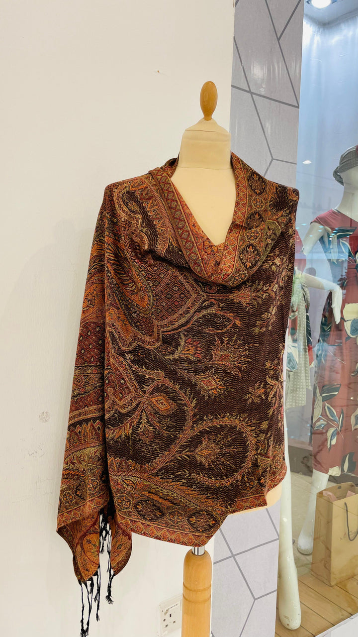Janvi Black and brown  Mixed Cashmere Scarf