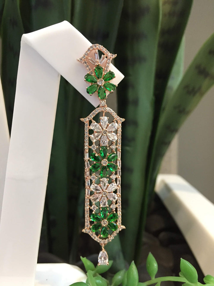 The "Rosina" Jewel Green and Gold Crystal Earrings