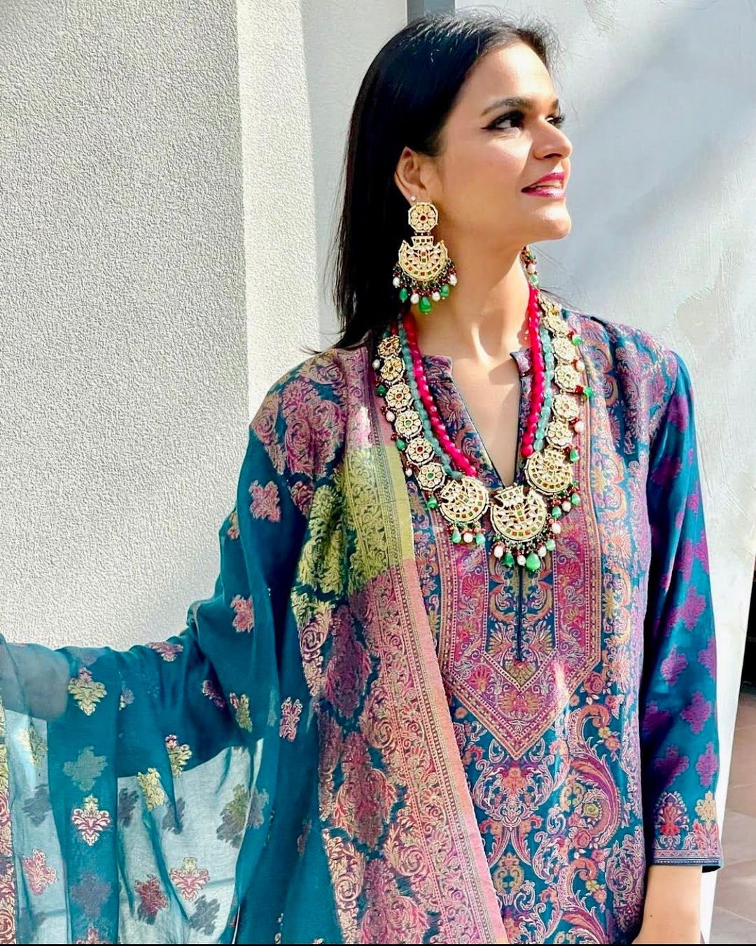 As seen on Aastha Chopra| Influencer Fave Gitasha Cotton Silk Suit (Pre-Order)