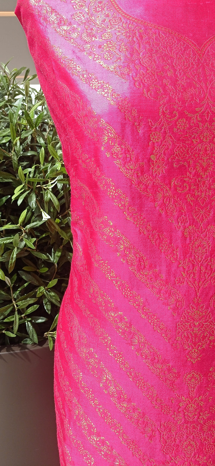 Gitasha Pink Pure Silk Suit Set (Unstitched)