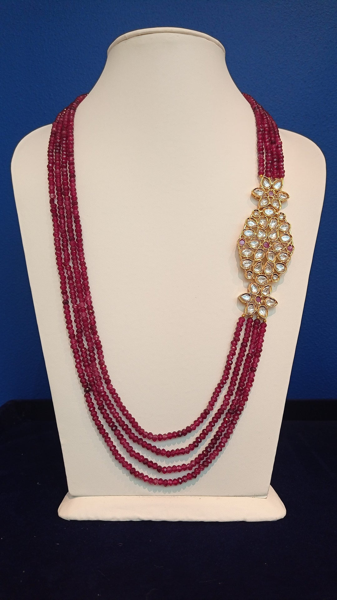 Alana Ruby and Kundan Side-Pendant Necklace and Earrings Set