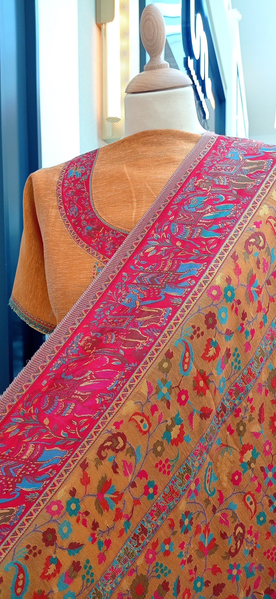 Gitasha Mango Yellow Cotton Silk Suit Set with a Statement Floral Dupatta (Unstitched)