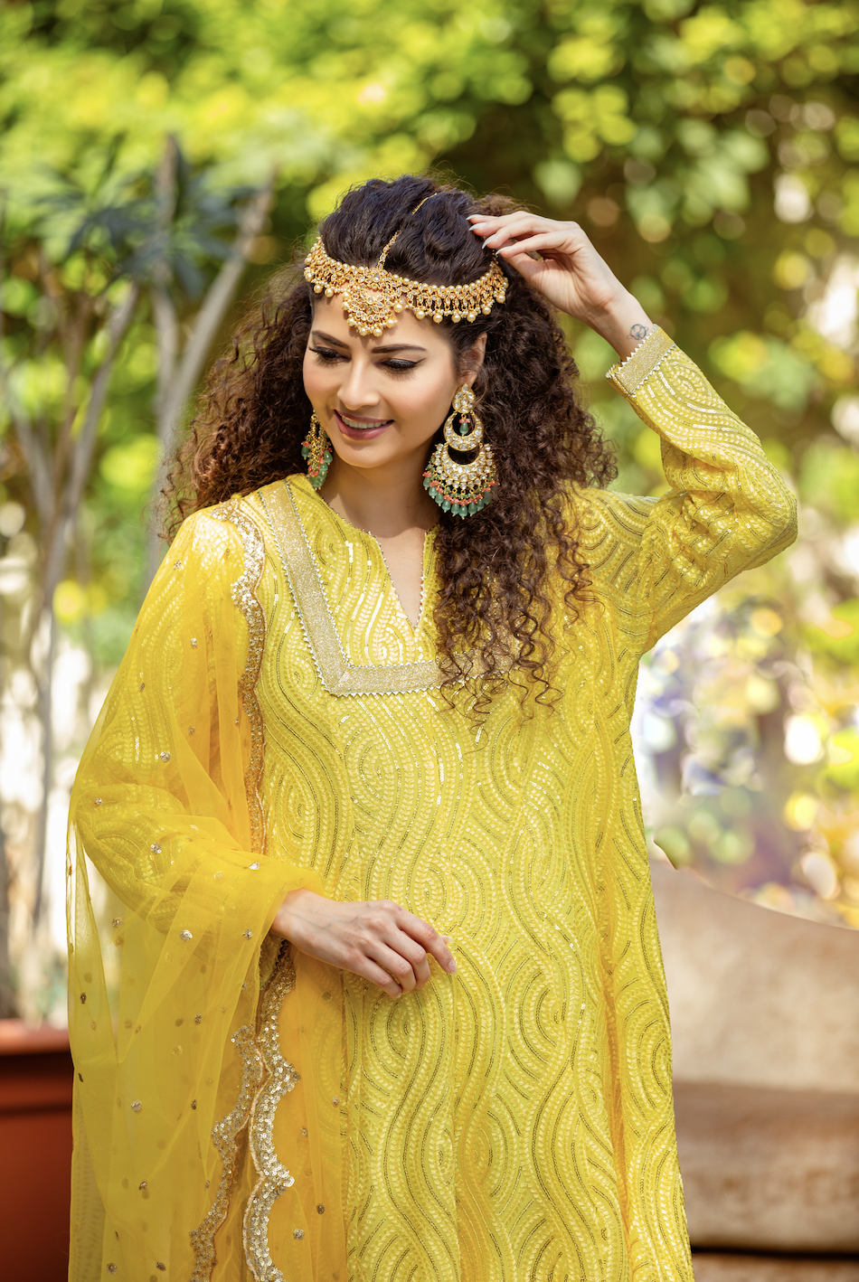 Saisha Sunshine Yellow Georgette Sequins Anarkali Gown
