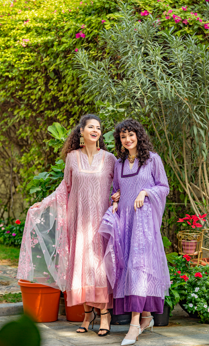 Saisha Lavender Purple Georgette Sequins Anarkali Gown