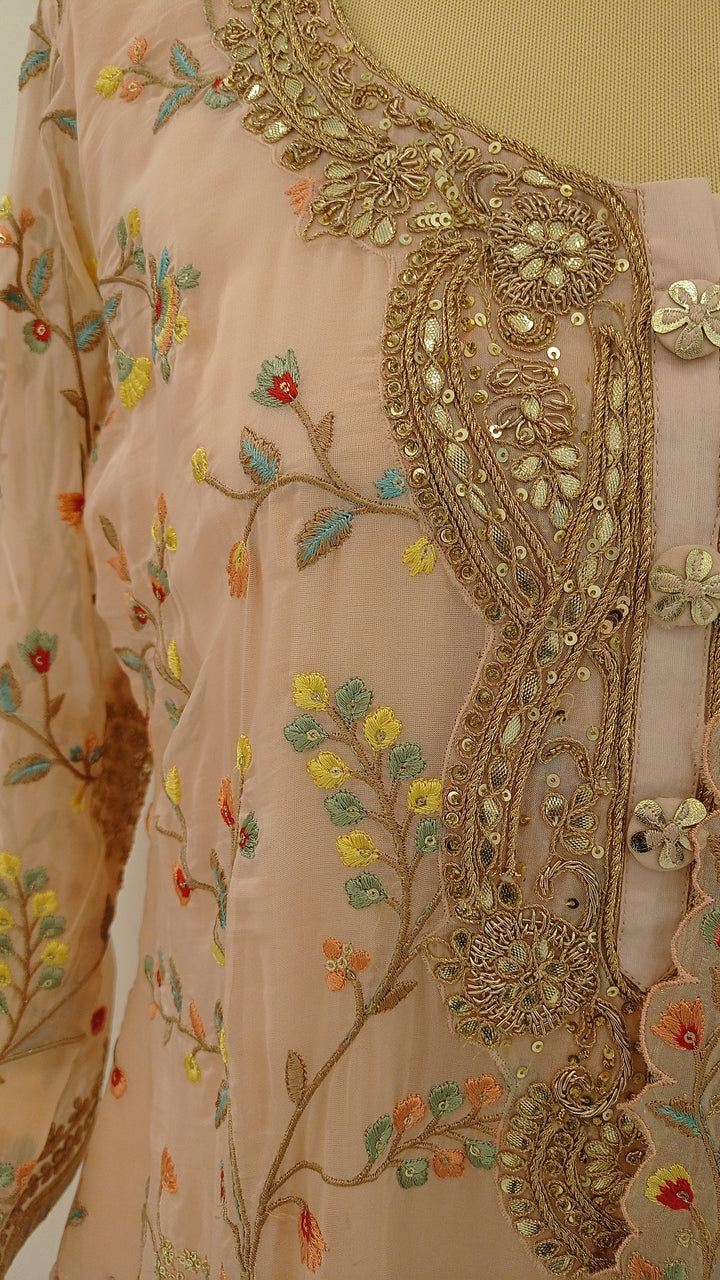 Sarmila Peach Sharara Suit Set (Ready-to-Wear)