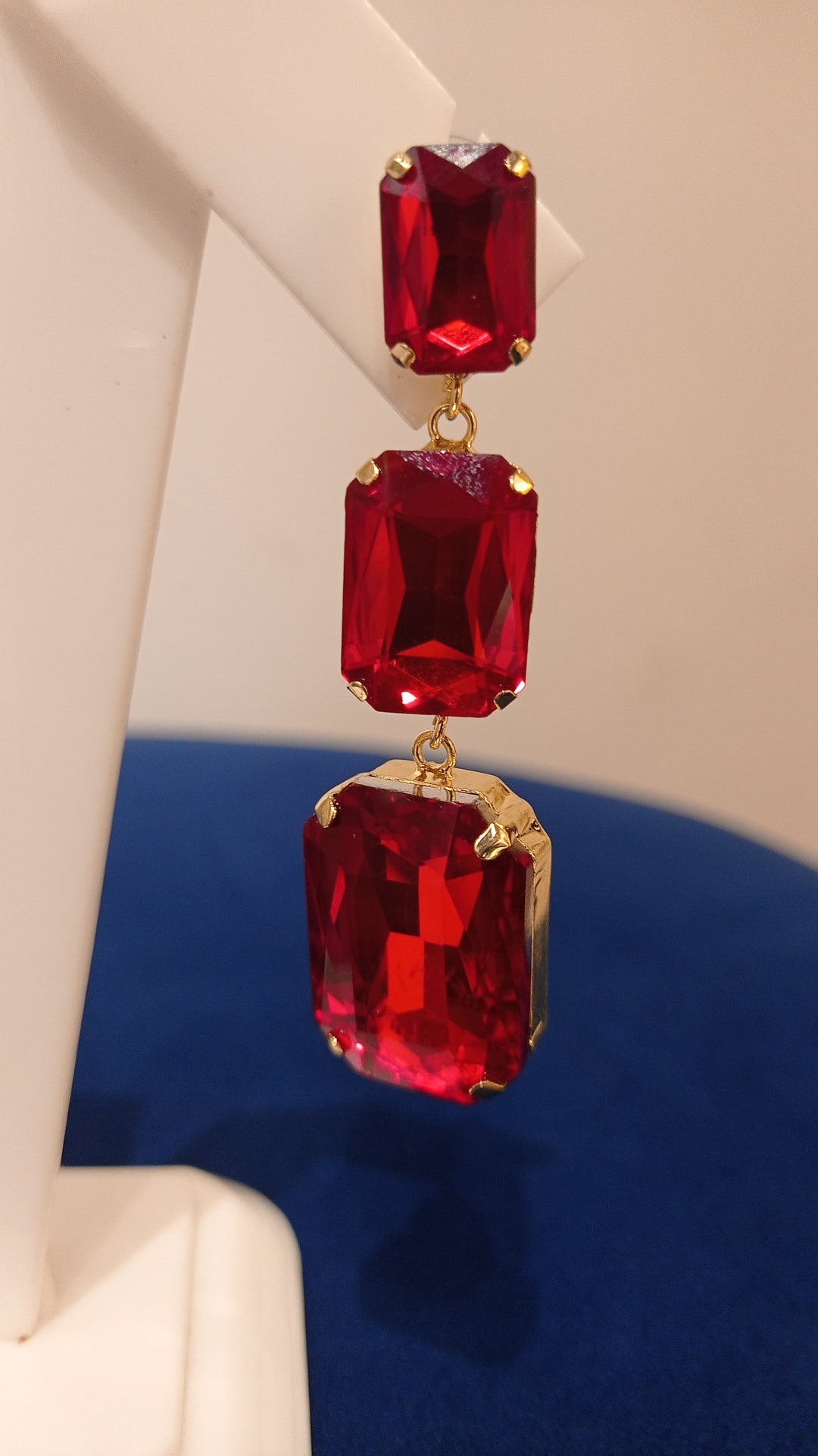 Alizah Cherry Red Statement Crystal Earrings