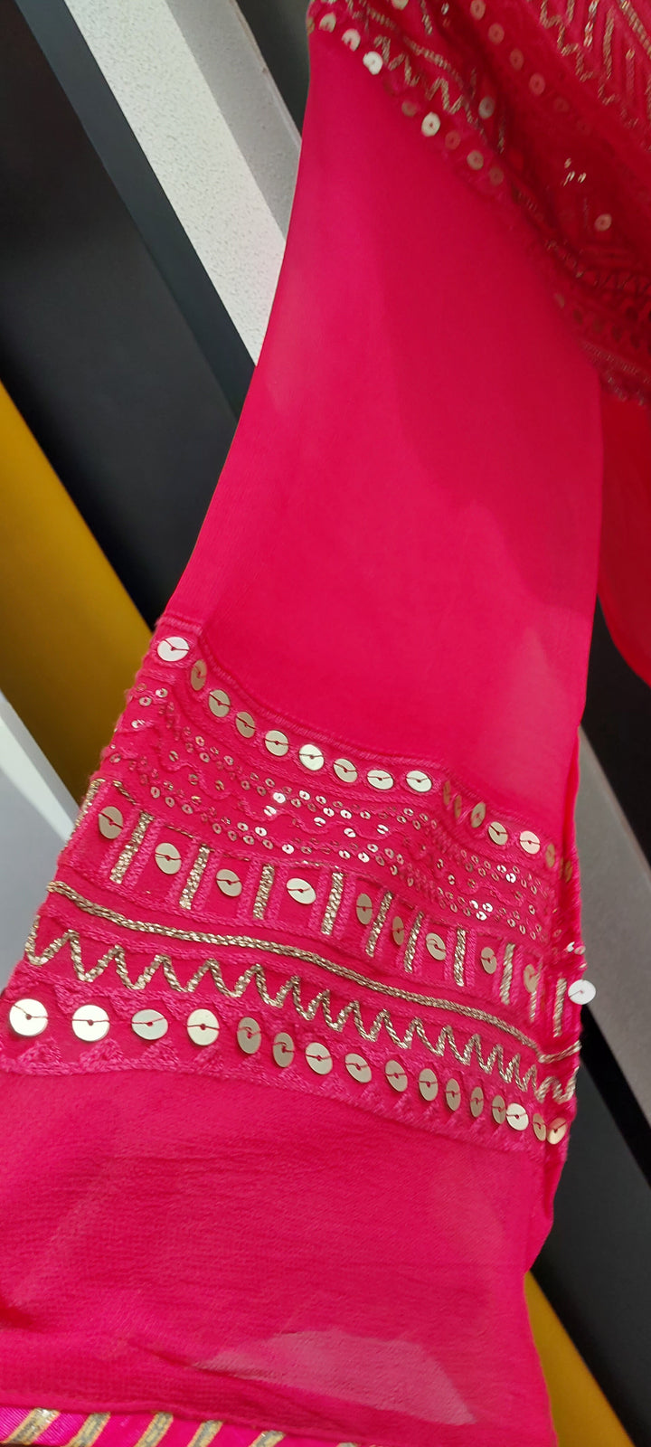 Navya Rani Pink Georgette Kurta and Lehenga Set (Semi-Stitched)