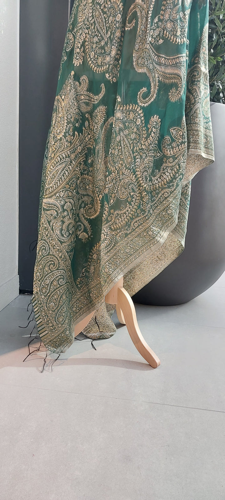 The ''Shadna'' Emerald Kattan Silk Dupatta (New)