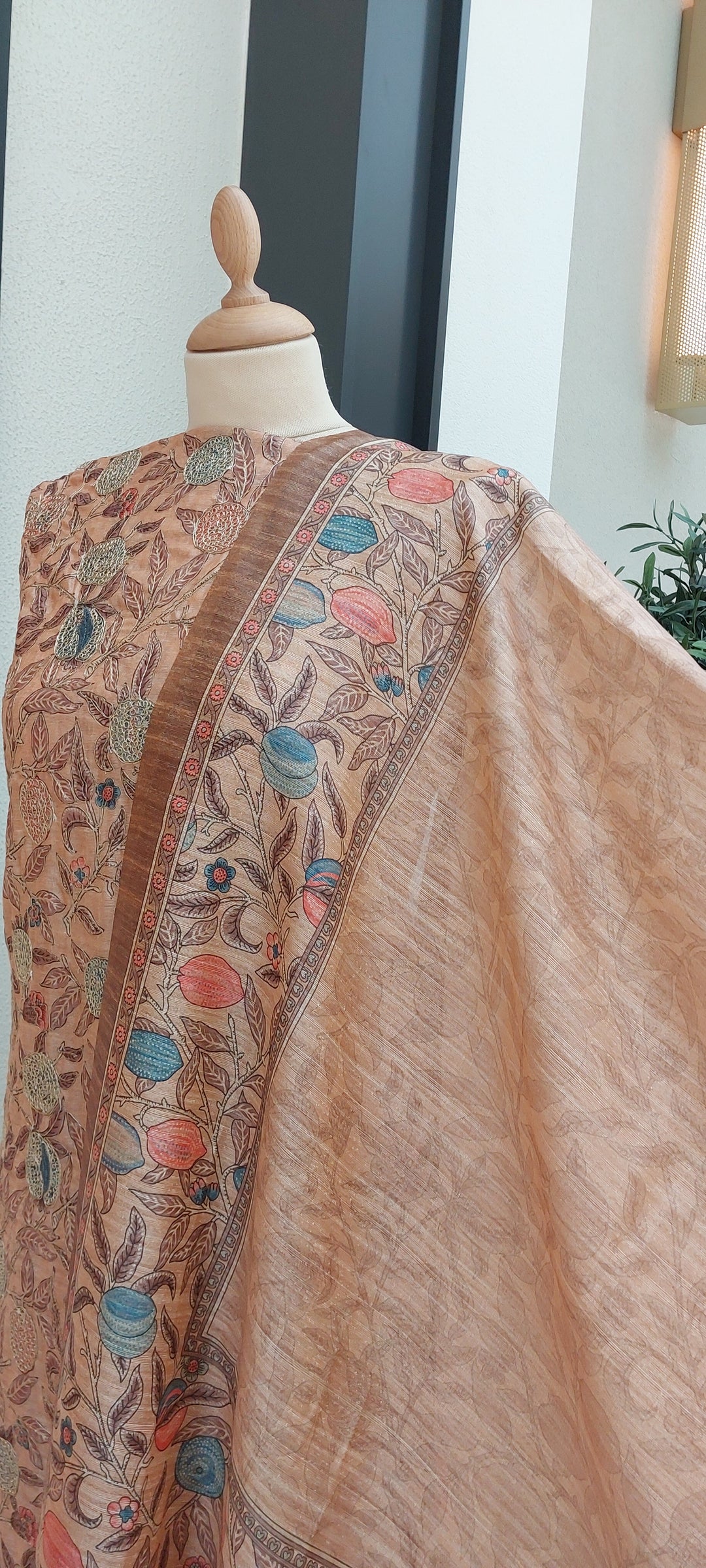 The ''Nutan''Beige  Chanderi Silk Unstitched Suit (NEW)