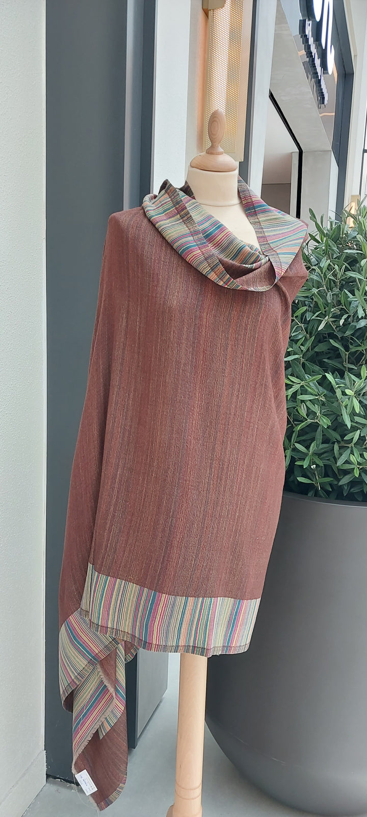 Gulmarg Brown and Multicolor Reversible Pashmina Shawl
