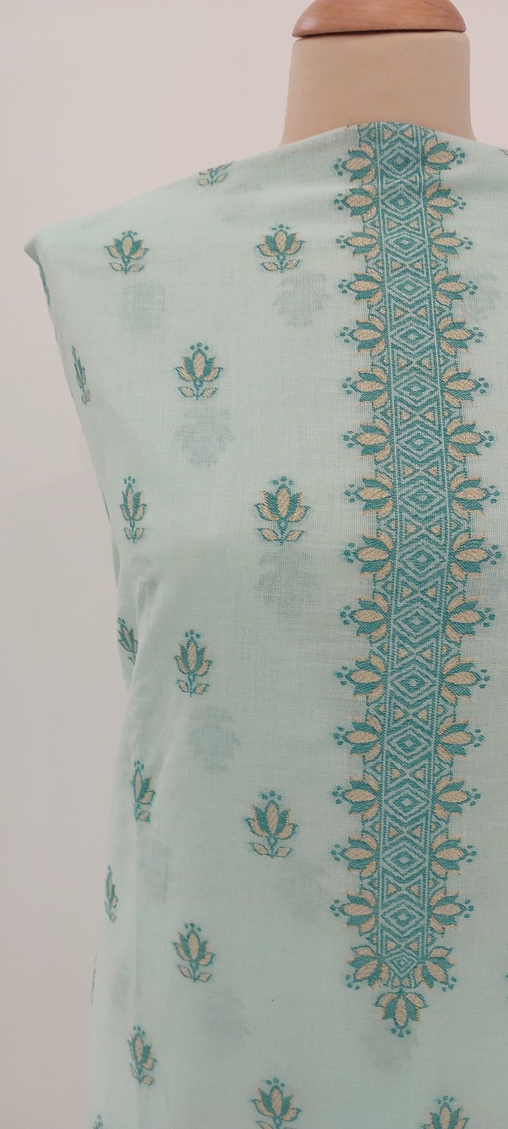Gitasha Sea Blue Cotton Silk Suit (Unstitched )