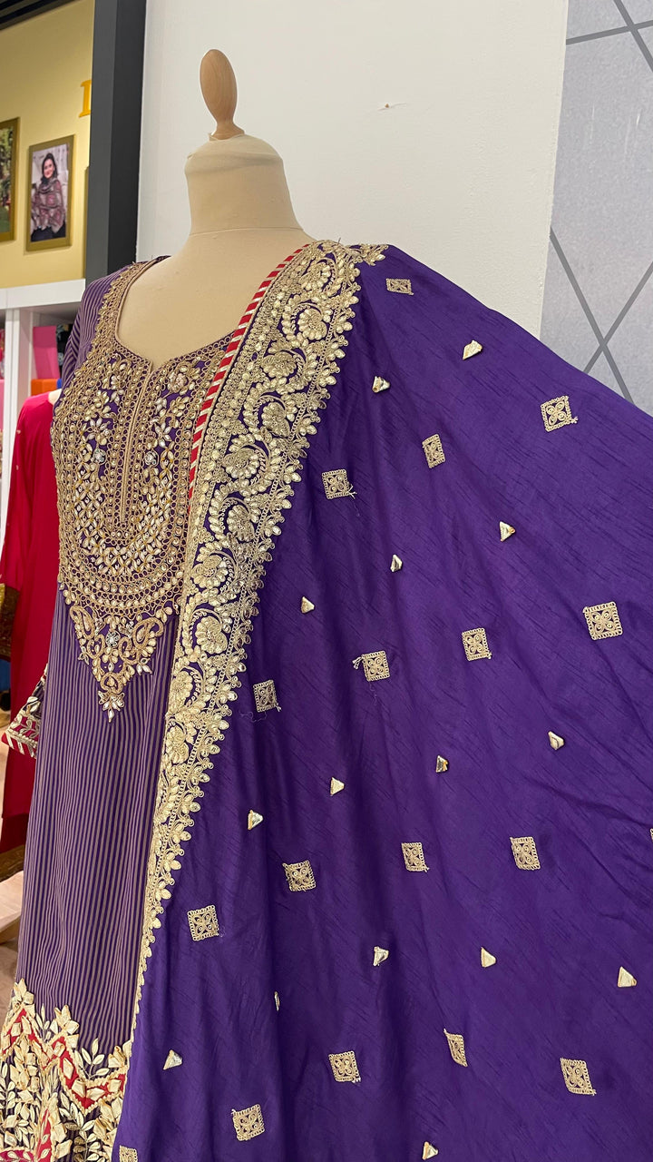 Navya Gota Purple Sharara Set Eid festive outfits(Ready to Wear)