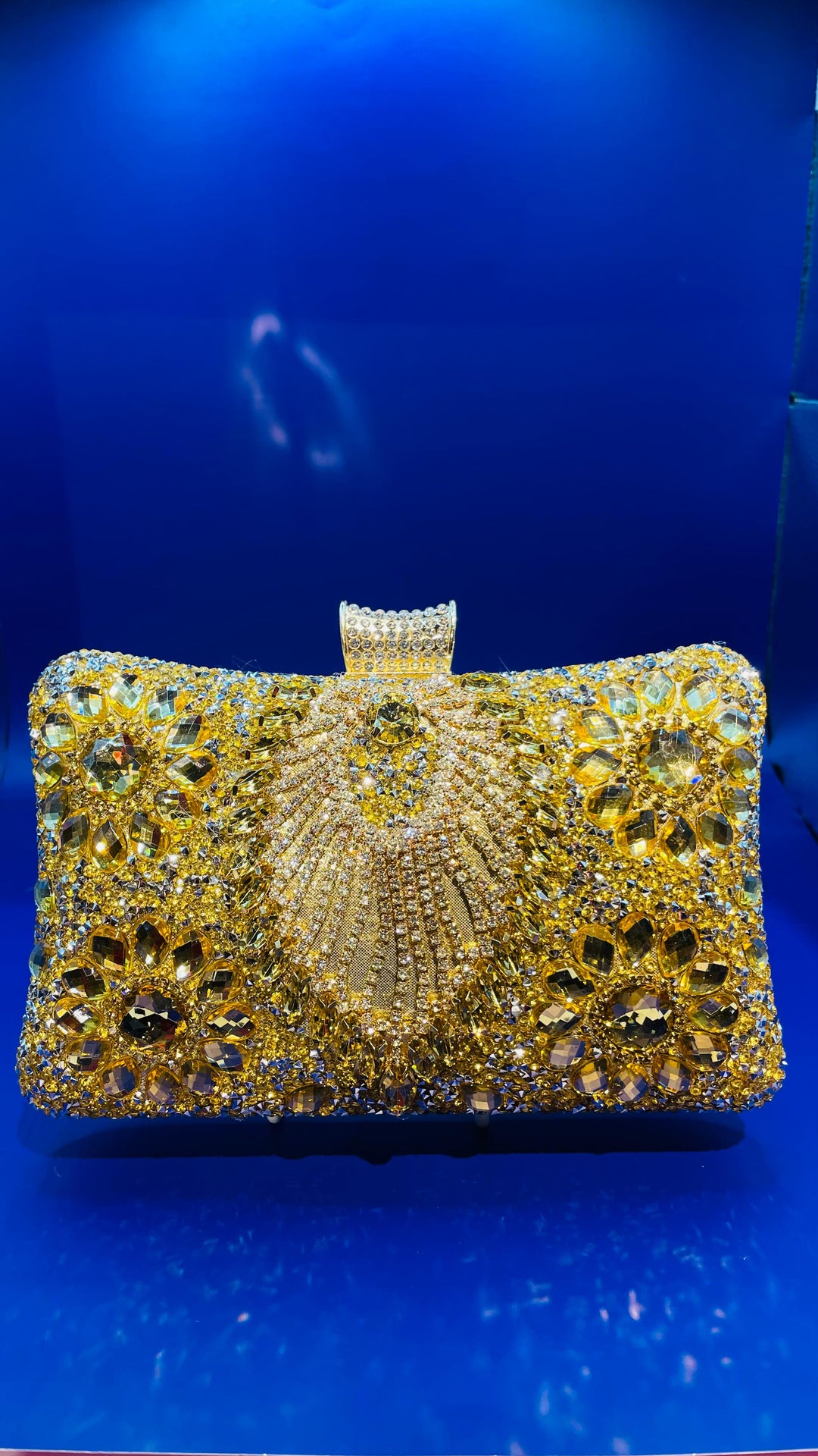 Womens Golden Sparkly Rhinestone Sequin Gliitter Bag.
