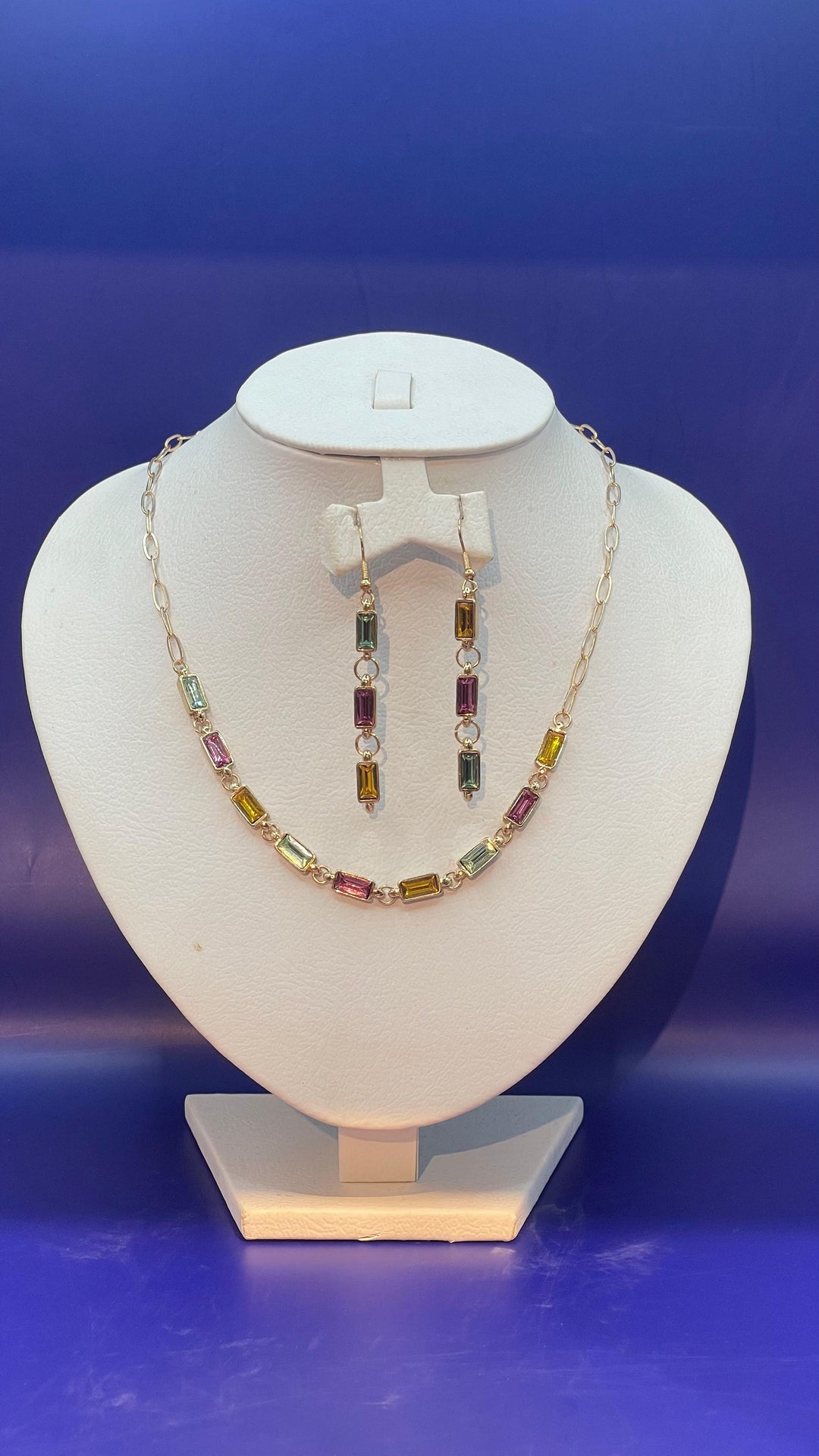 Our "Zuhi'' Gold with Multicolour Necklace and Earring Set
