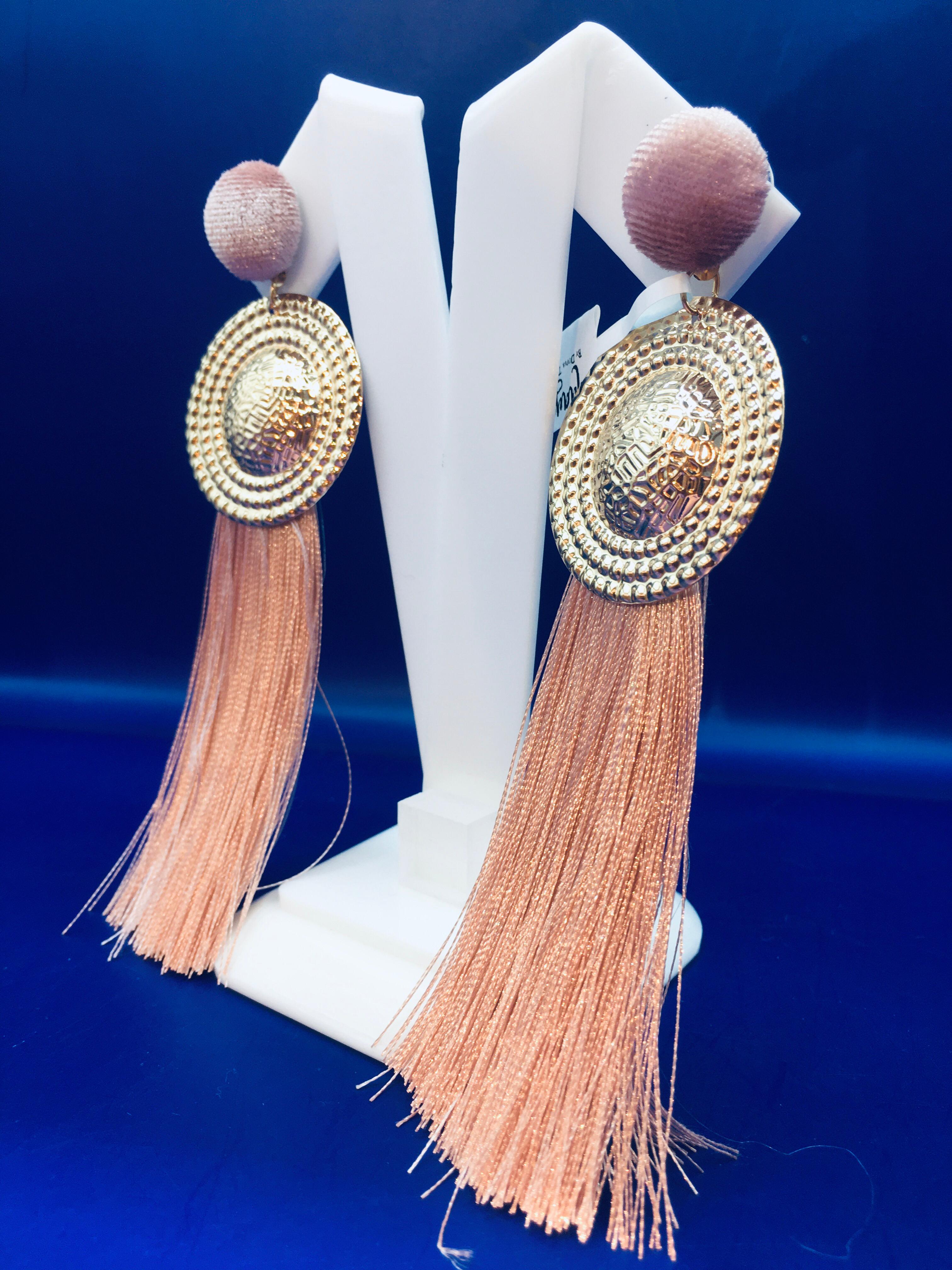 Peach tassel earrings outlet