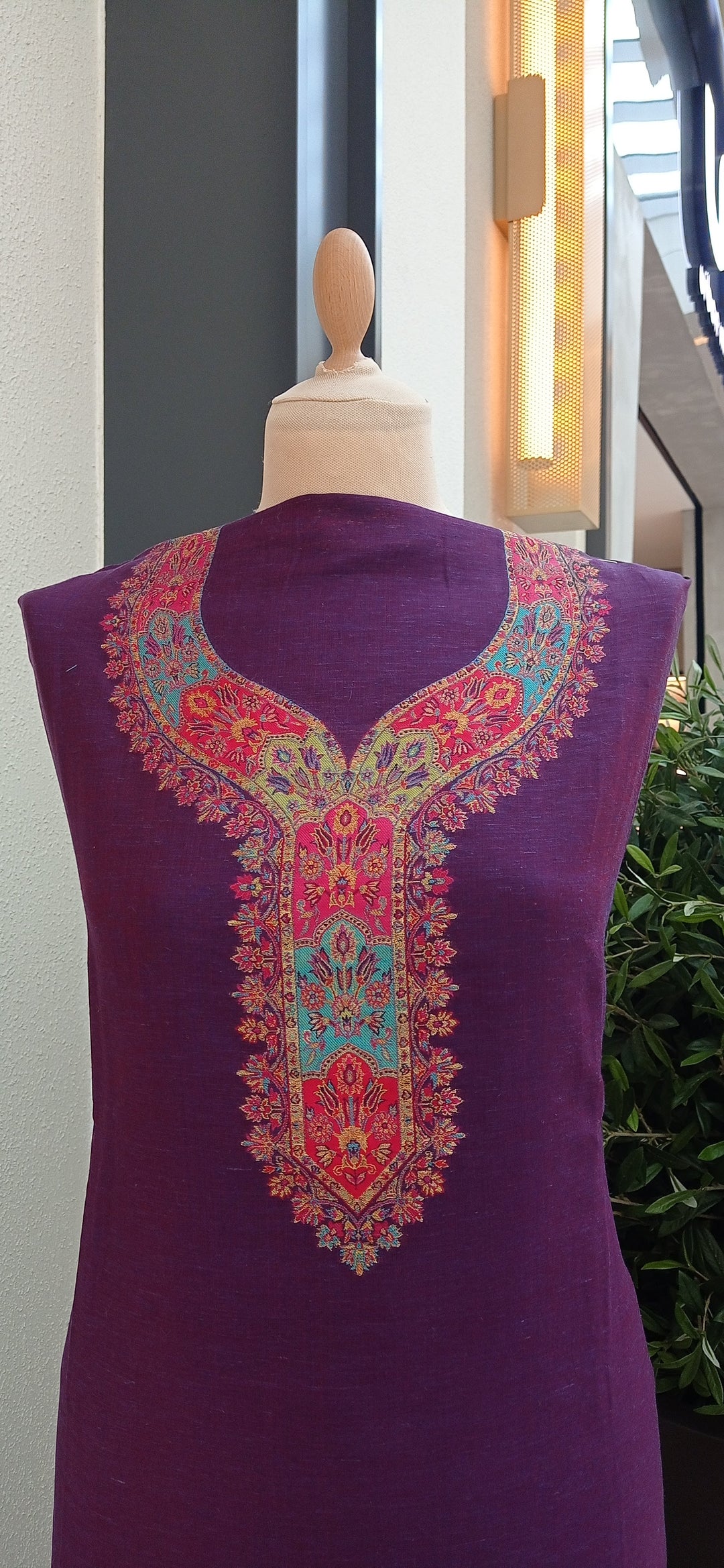 Gitasha Royal Purple Cotton Silk Suit Set with a Colorful Dupatta (Unstitched)