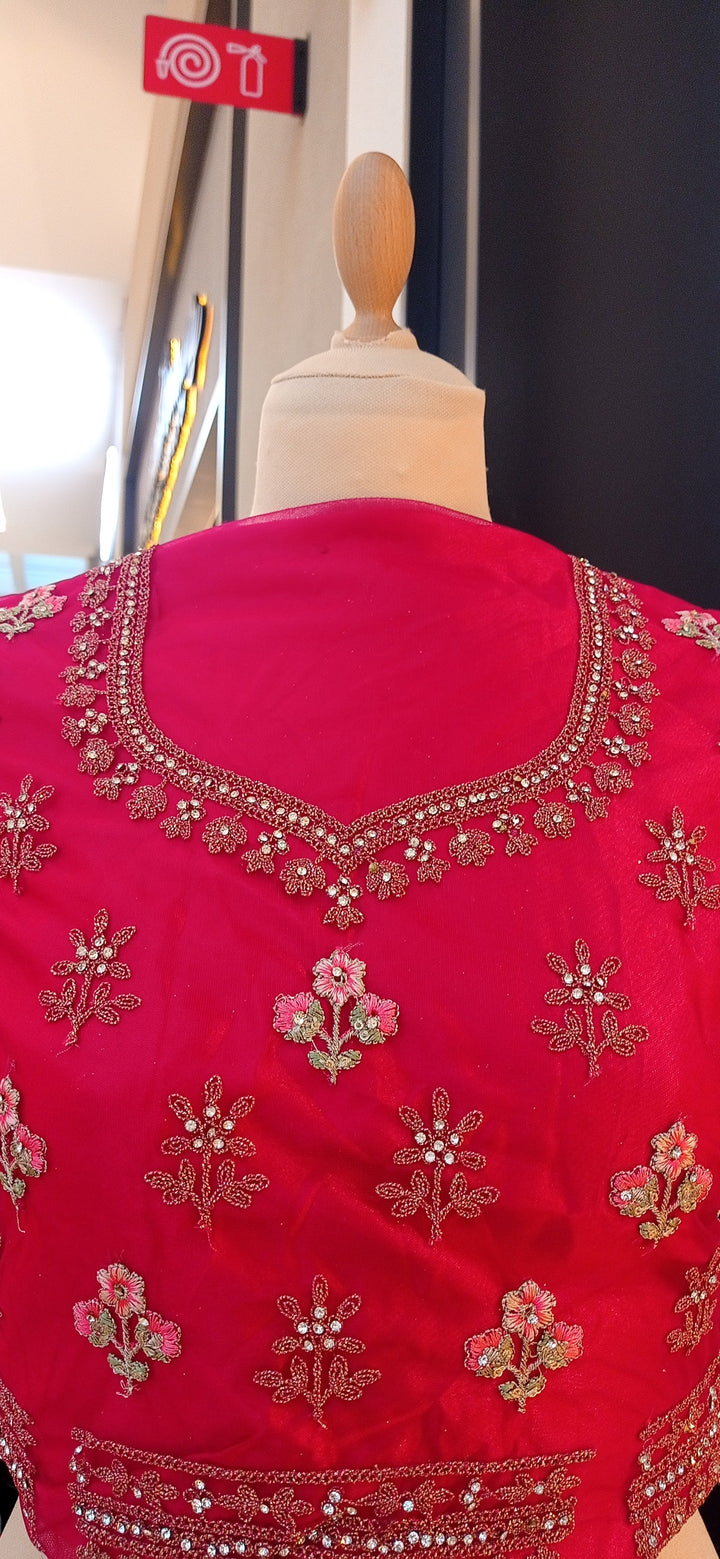 Shagun Rani Pink Floral Design Lehenga (Unstitched)
