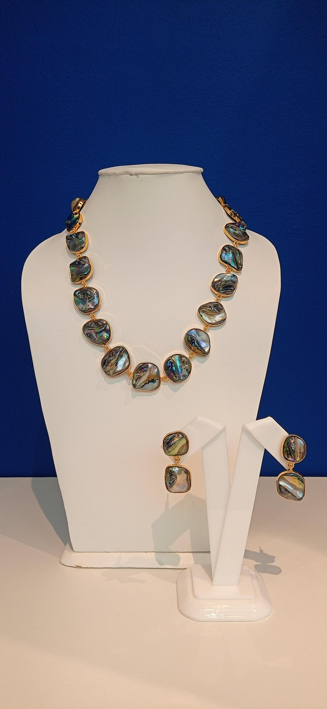 The "Olessia" Grey Opal Necklace and Earrings Set