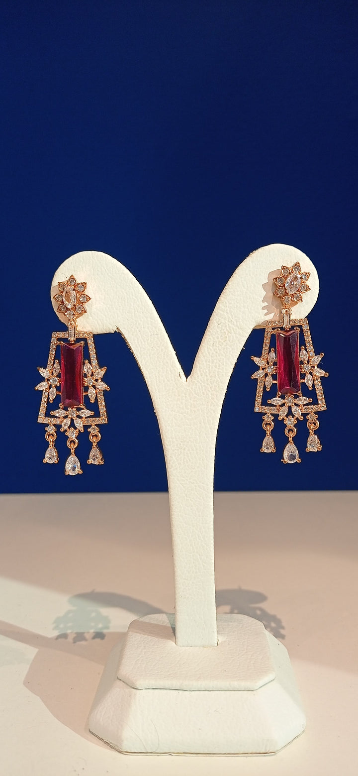 Rosina Red Art Deco Crystal Earrings