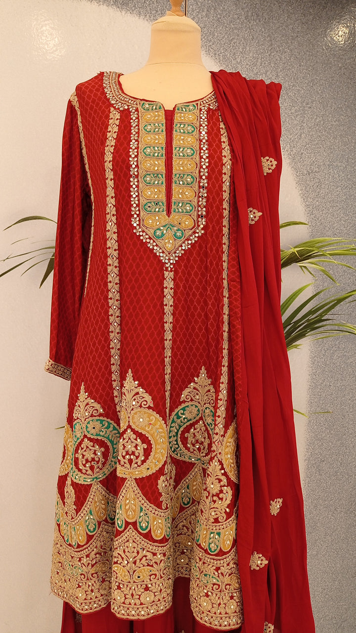 Navya Red Afghan-Style Short Anarkali and Suit ladies kurta sets in Dubai (Ready to Wear)