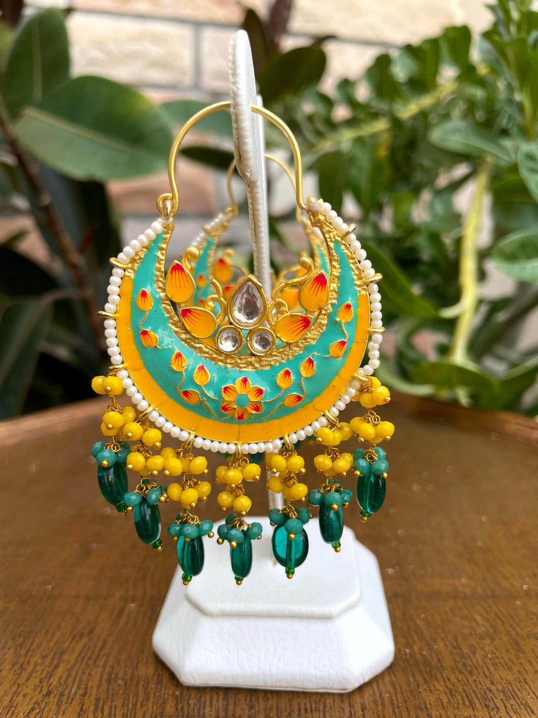 Chandini Yellow and Turquoise Enamel Earrings