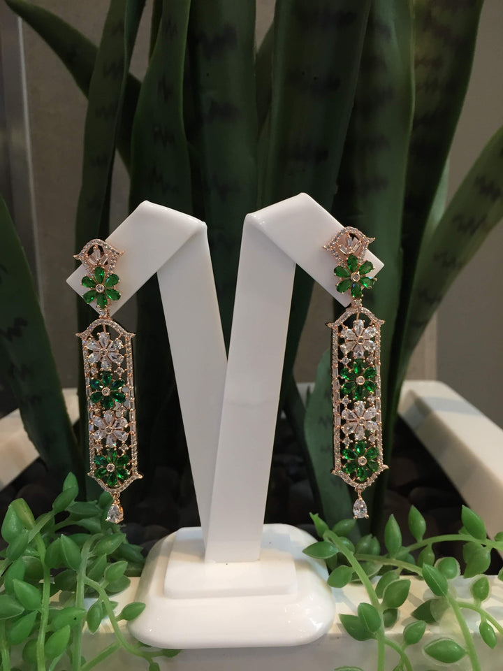 The "Rosina" Jewel Green and Gold Crystal Earrings