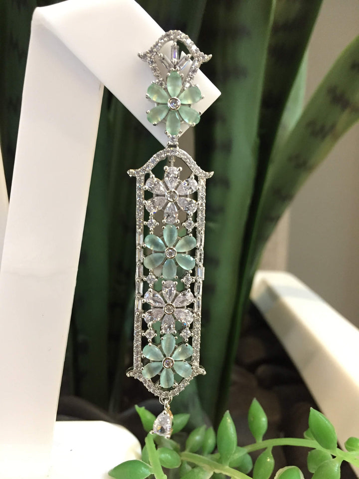 Rosina Green Crystal Floral Earrings