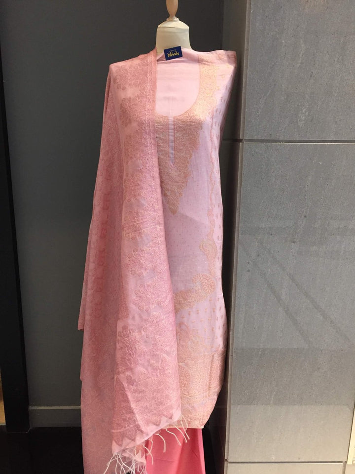 Gitasha Pink Cotton Silk Suit Set (Unstitched)