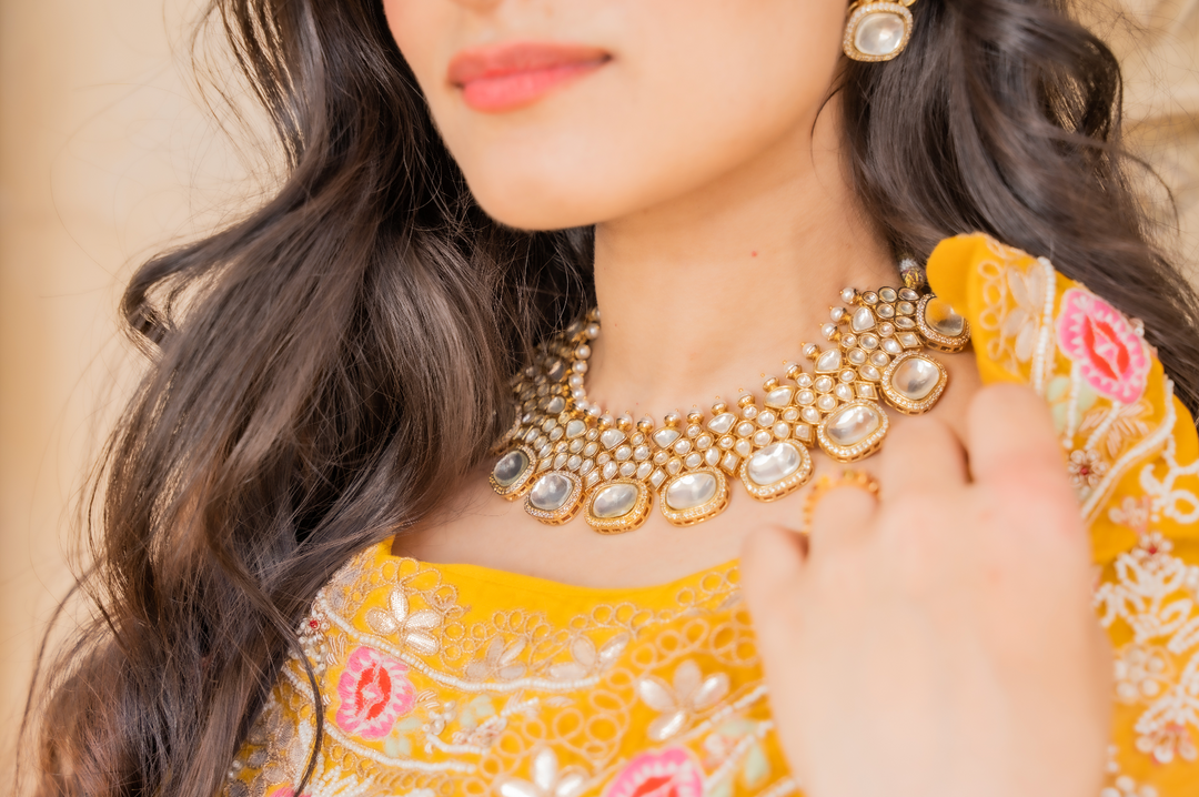Kashish Imitation Polki Diamond Kundan Necklace and Earrings Set