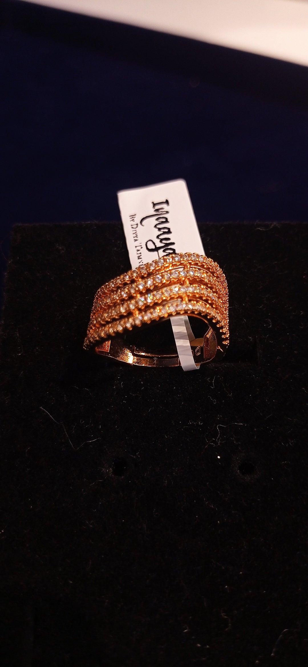 Waverly Wave Triad Diamond and Rose Gold Ring