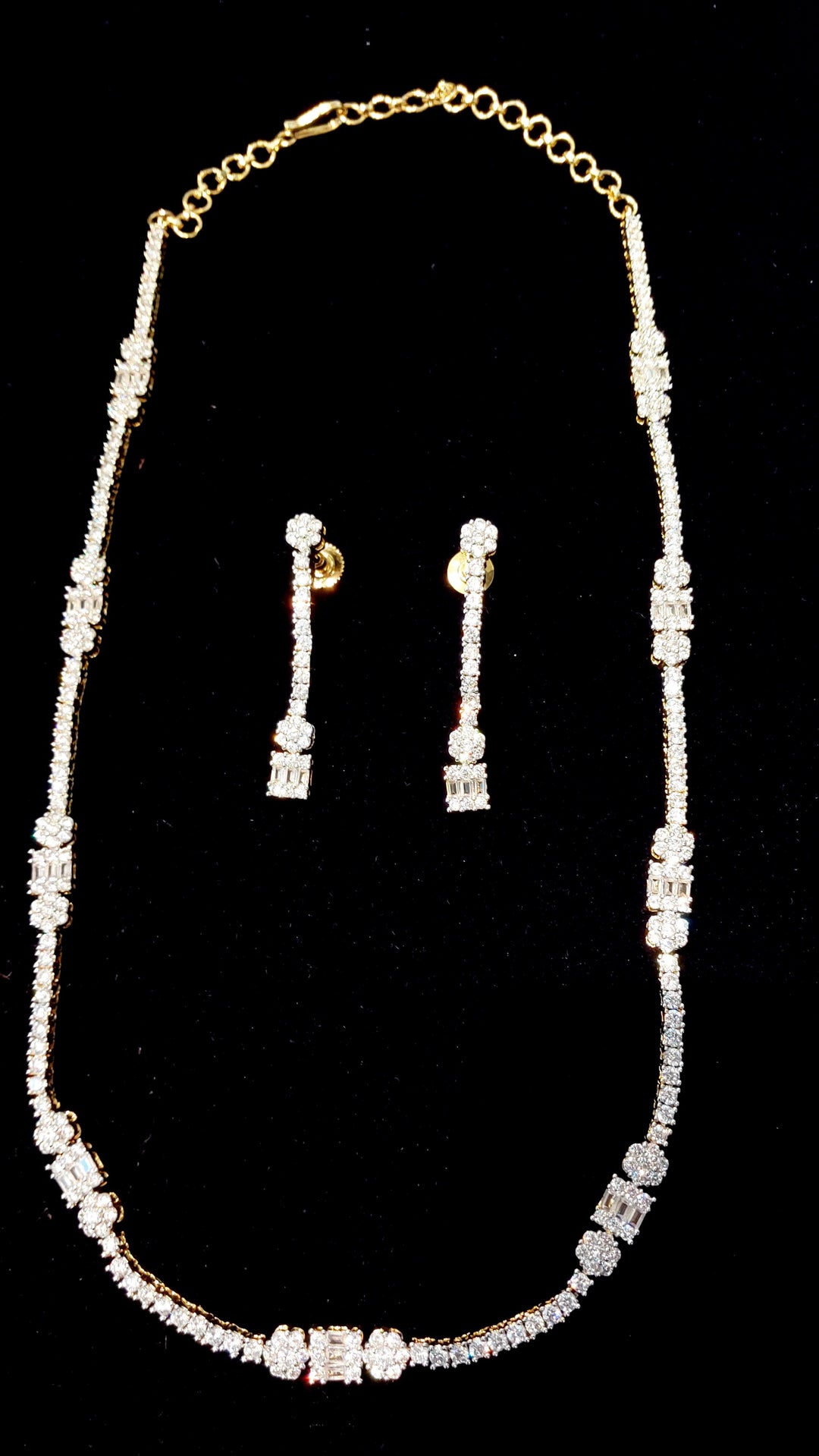 Blythe Silver Zircon Diamond Delicate Necklace and Earrings Set