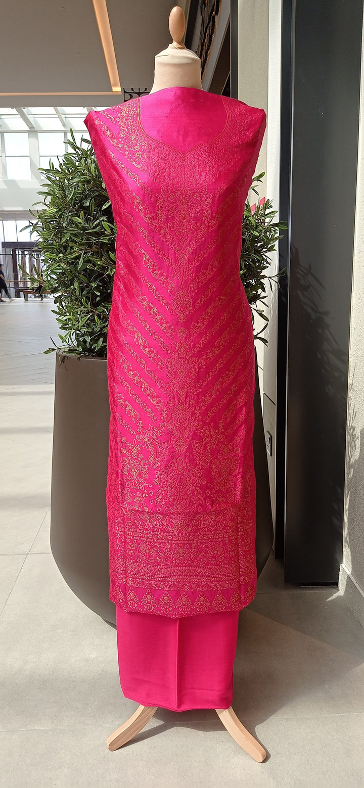 Gitasha Pink Pure Silk Suit Set (Unstitched)