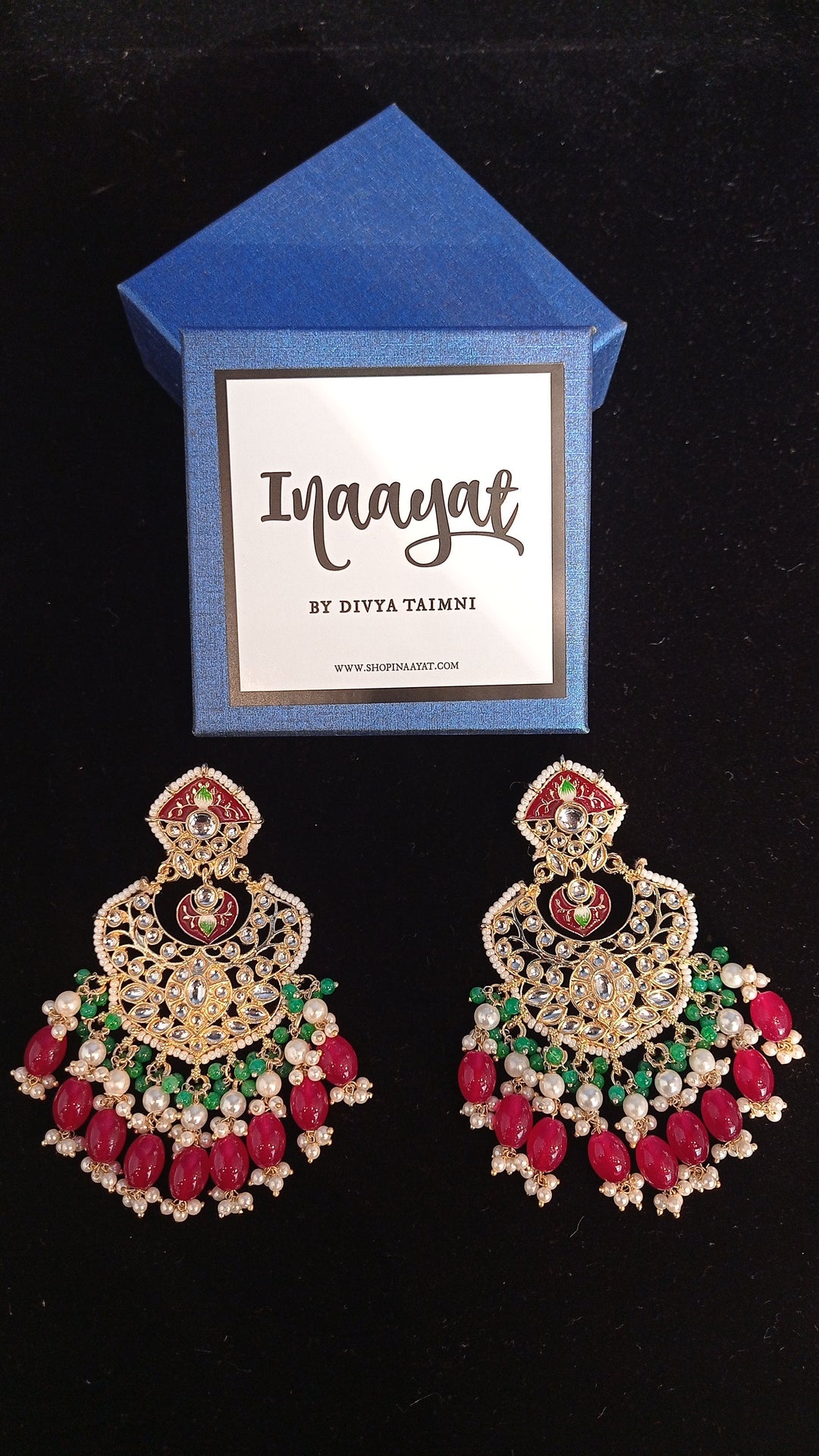 Zafina Red, Green and White Beaded Earrings