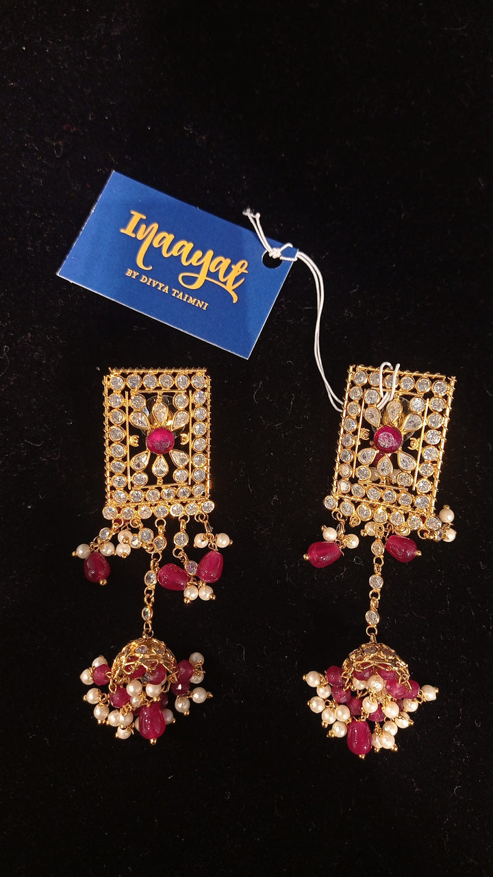 Aroosa Gold and Red Earrings