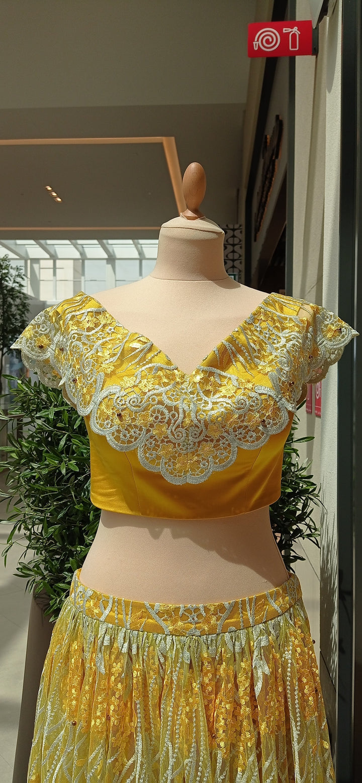 Marianna Marigold Yellow and White Lehenga (Ready-to-Wear)
