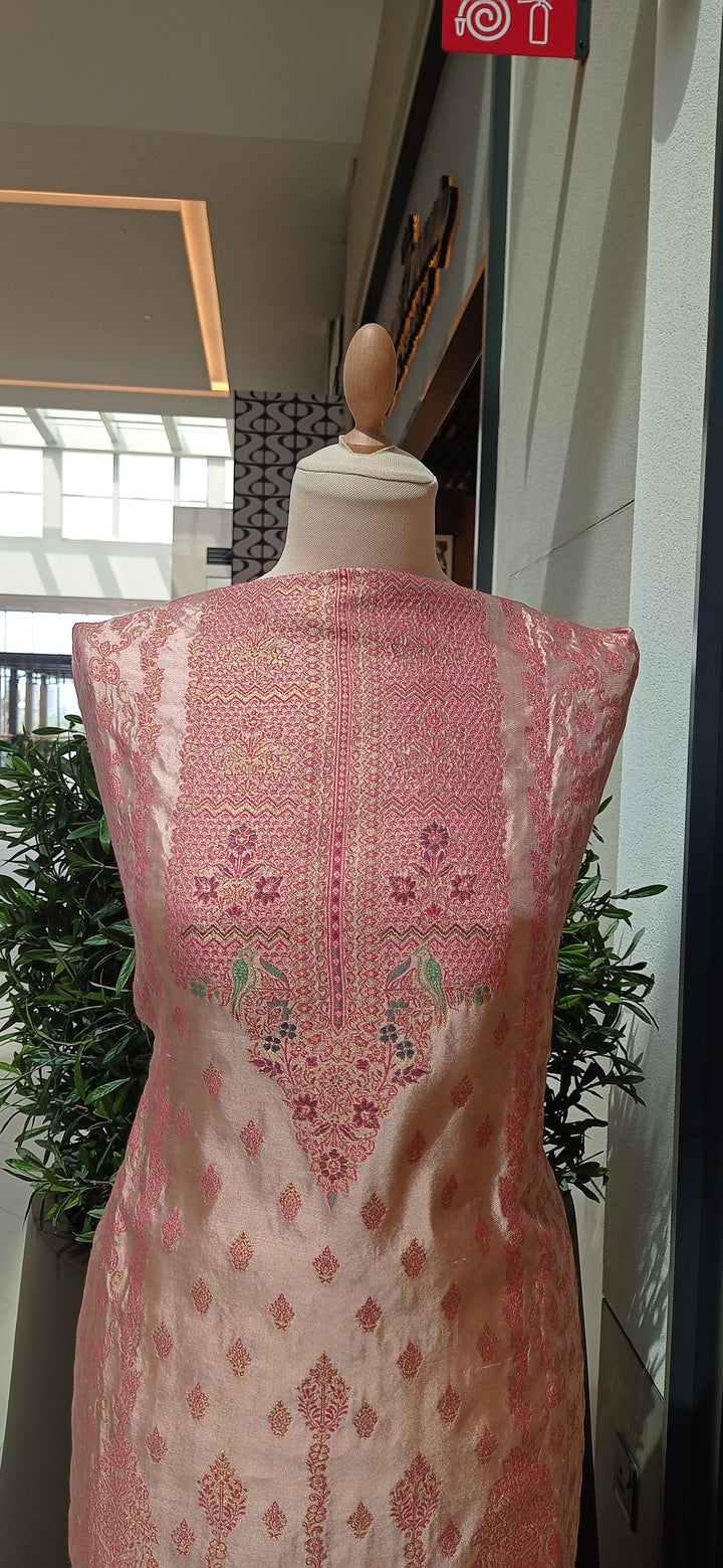 Gitasha Baby Pink Pure Silk Suit Set (Unstitched)