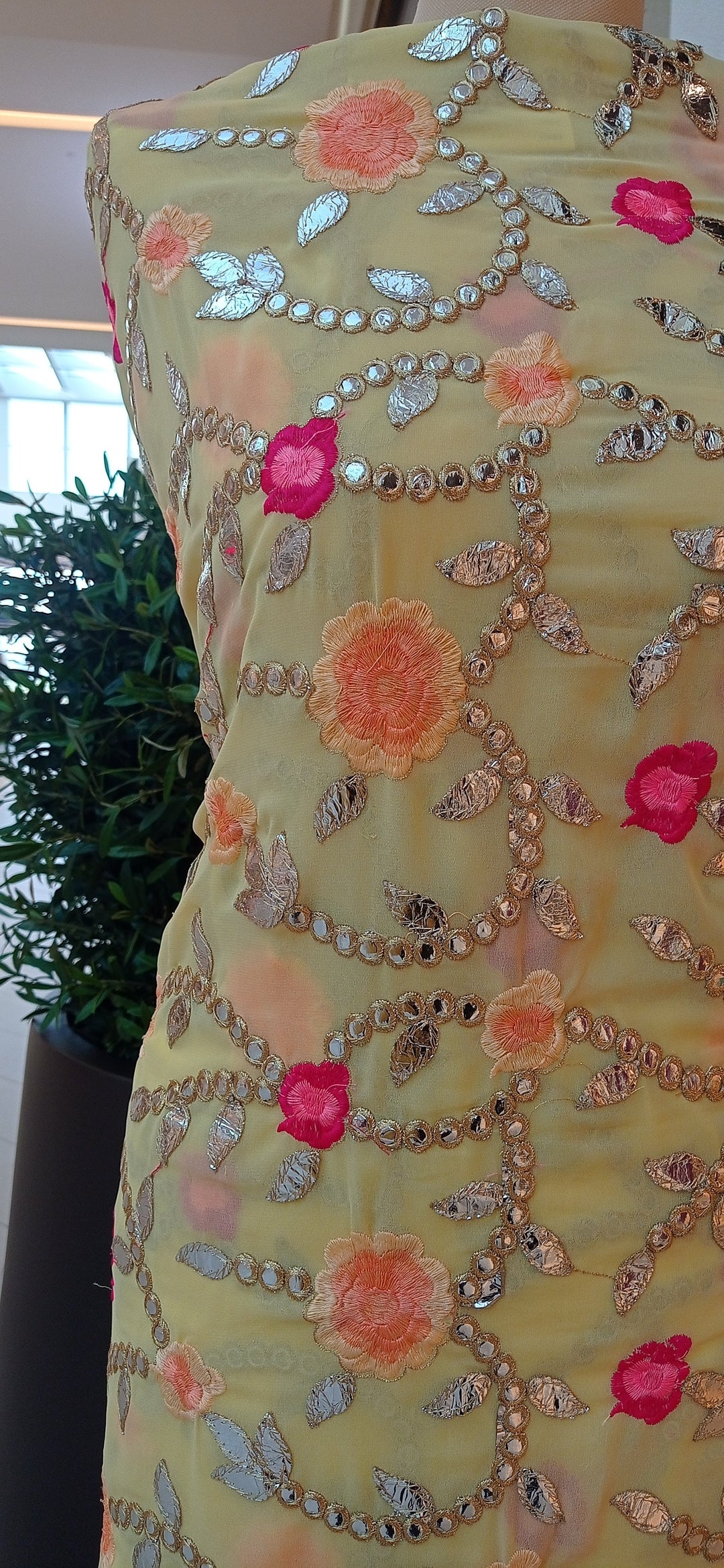 Sakshi Yellow Gotta-Patti Cotton Suit (Unstitched)