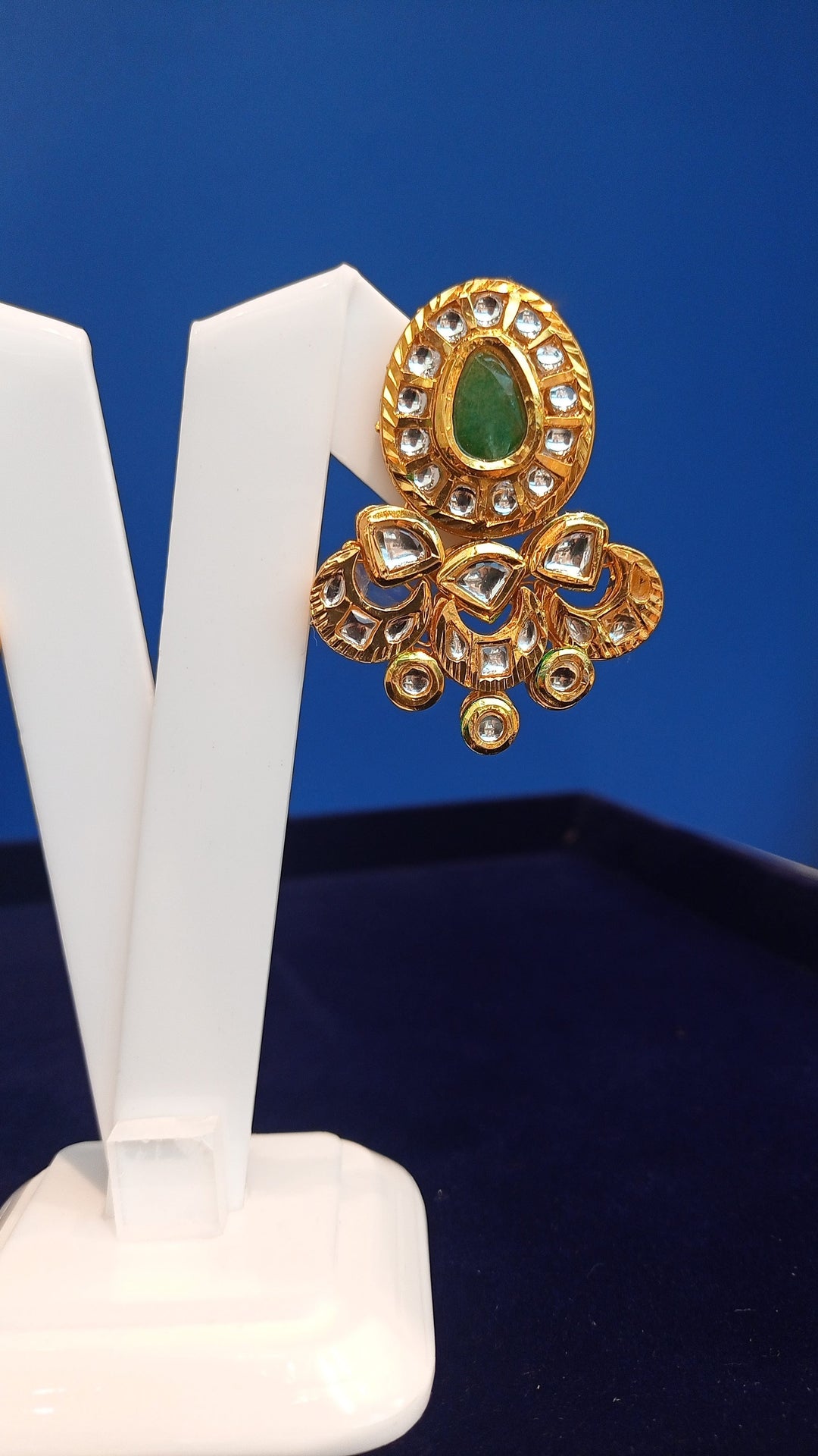 Rania Color-Block Beaded Kundan Side-Pendant Necklace and Earrings Set
