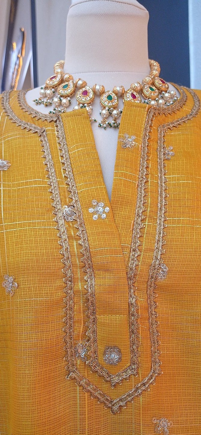 Oksana Yellow Chanderi Silk Maxi Dress
