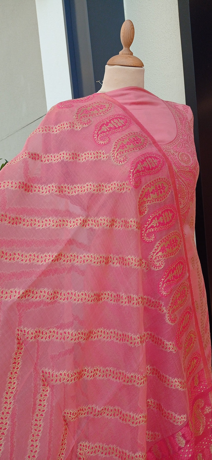 Gitasha Pink Cotton Silk Suit Set (Unstitched)